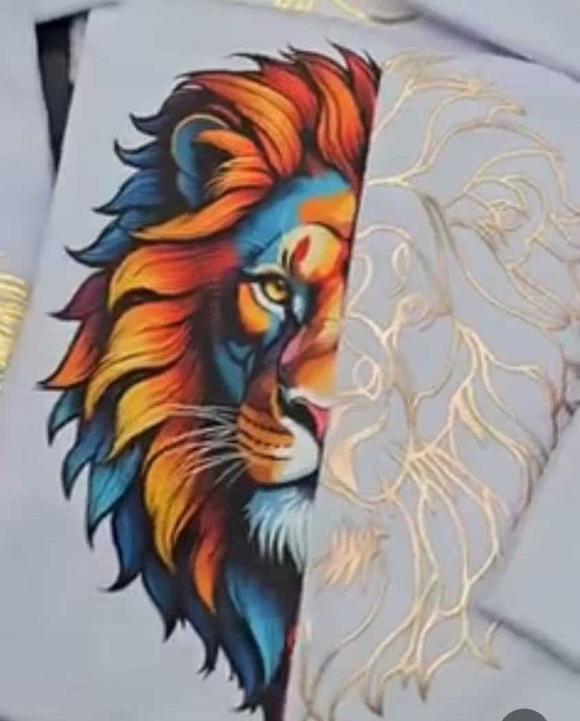 Lion Design Gold T-shirt for woman Trending