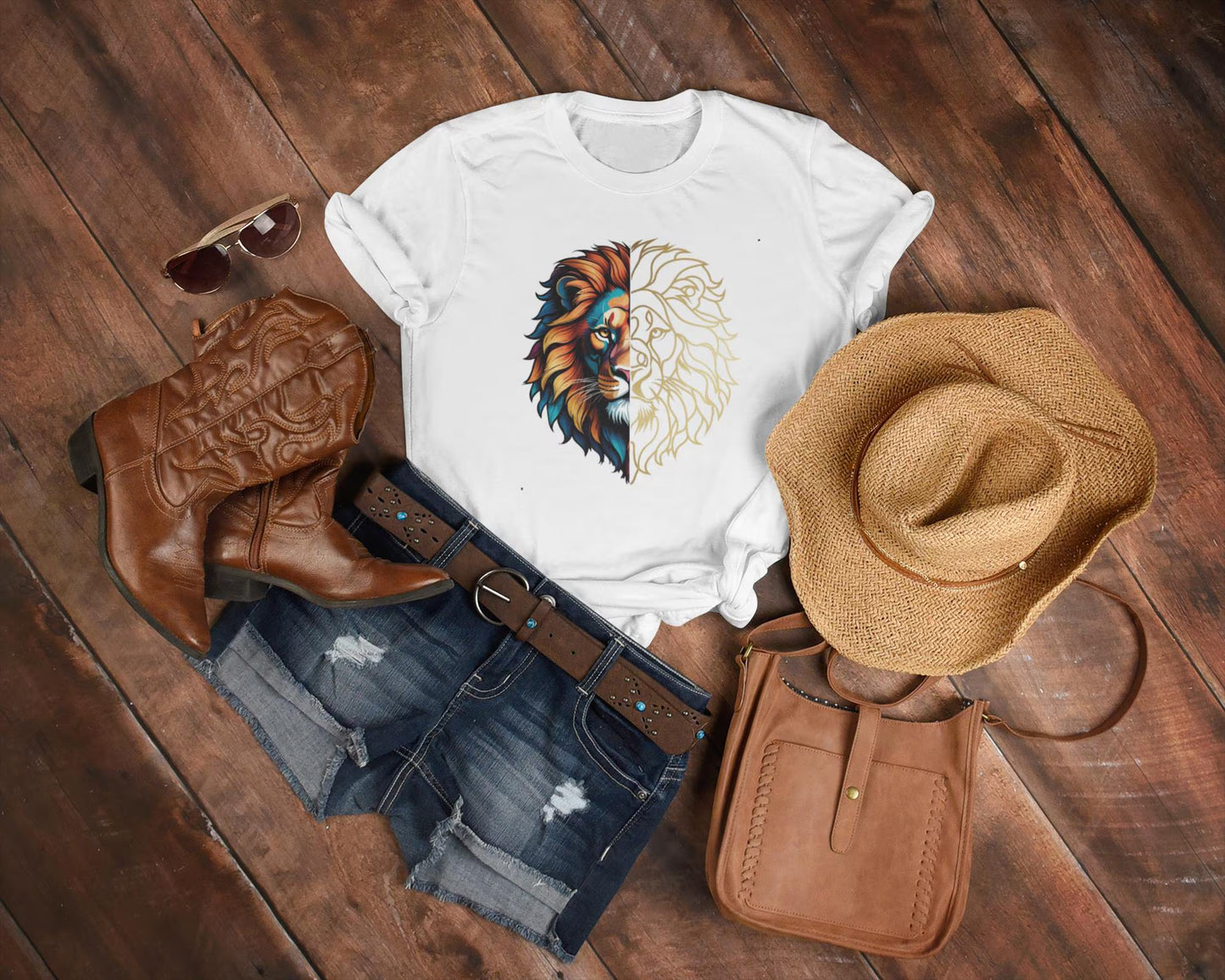 Lion Design Gold T-shirt for woman Trending