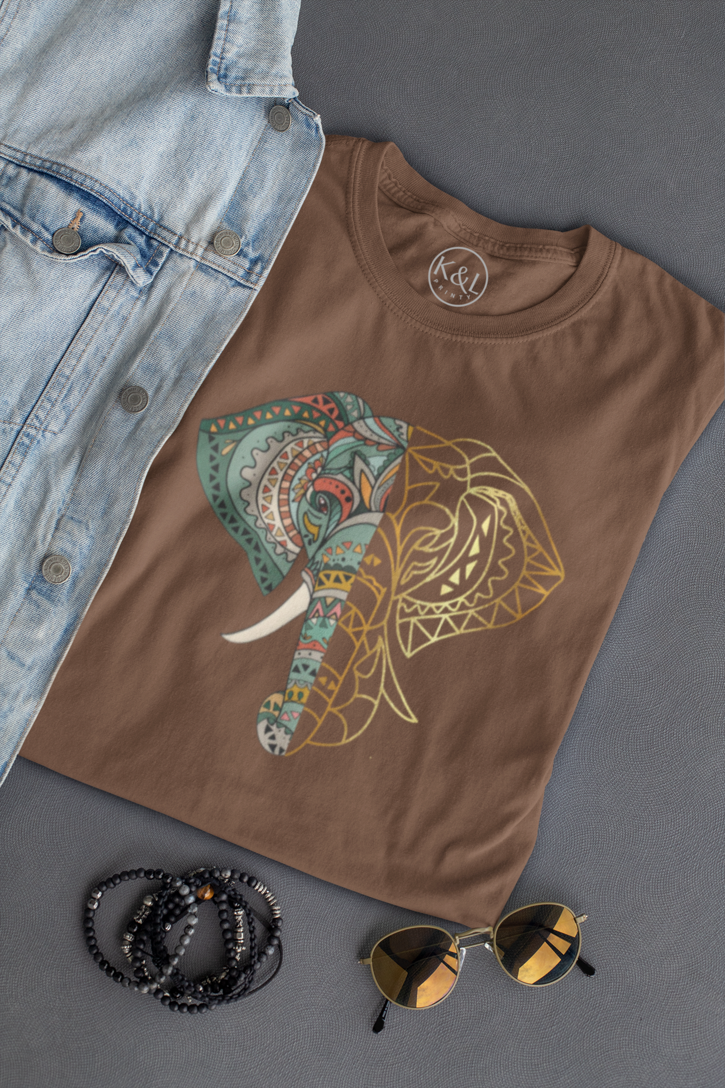 Elephant/Gold designs T-shirt for woman Trending