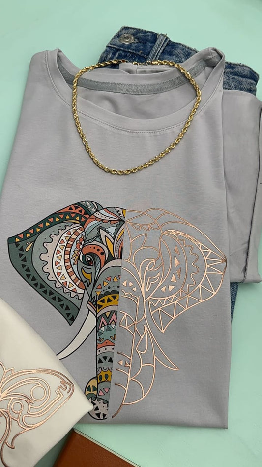 Elephant/Gold designs T-shirt for woman Trending
