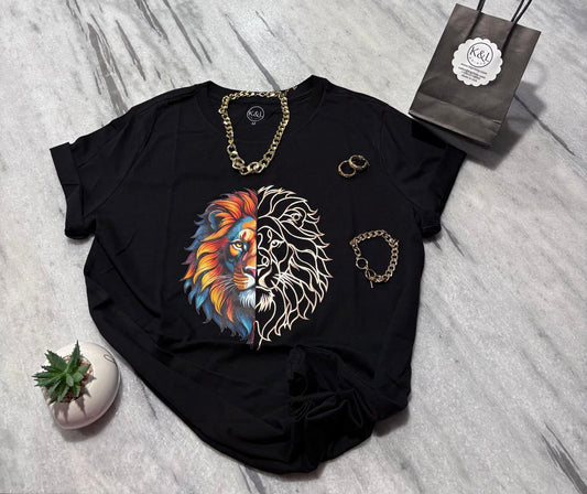 Lion Design Gold T-shirt for woman  Trending