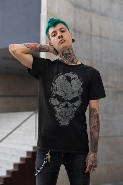 Rhinestone Skull T-shirt in black and white. K&L Print Boutique